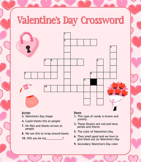 Valentine S Crossword Puzzle Printable